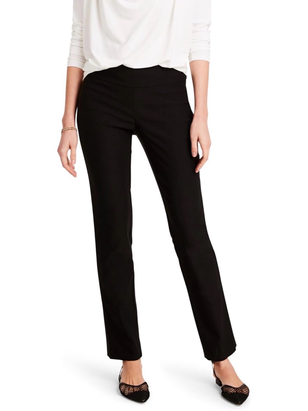 Nic+Zoe Womens Woven Wonder Stretch Pants Elastic Waistband Black Size 2